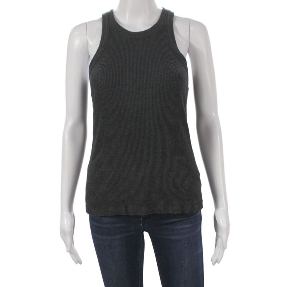 WSLY Women Basic Sleeveless High Neck Tank Gray Tencel Size L